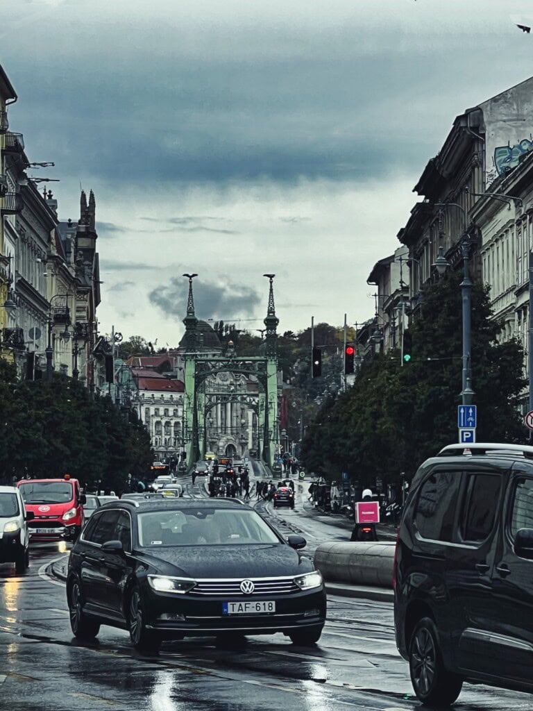 busy street on the way to Beer spa in Budapest Hungary