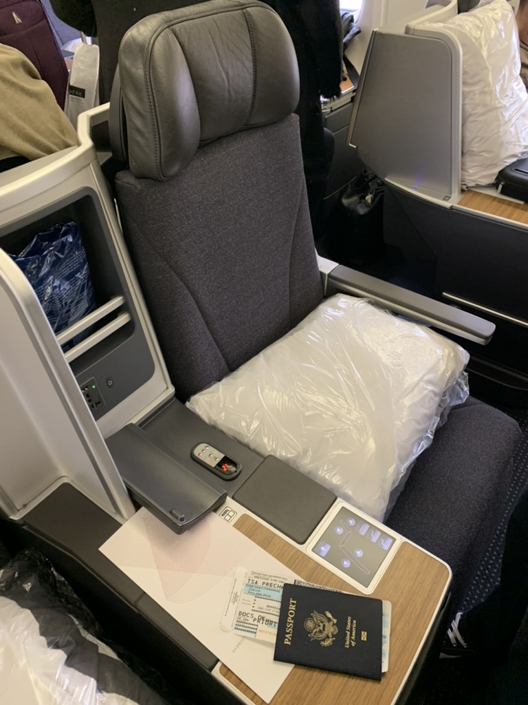 Typical airline seat for a long haul flight